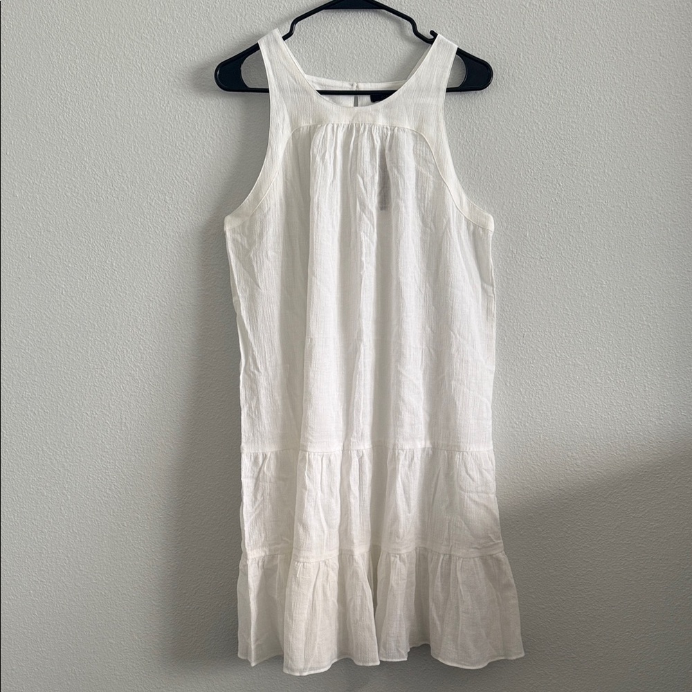 J.Crew White Cotton Tiered Mini Dress Sleeveless Size Medium NWT - Picture 1 of 7